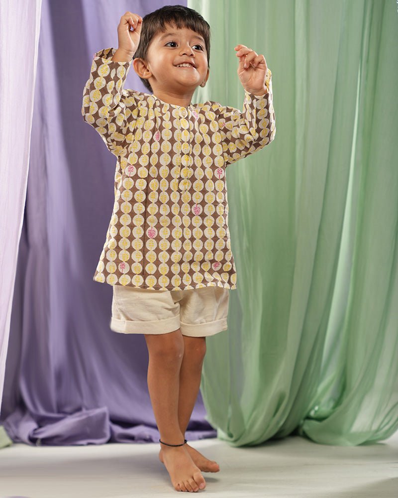 ‘Monstera Grove’ Kids Unisex Kurta - CiceroniKurta, Everyday WearLove The World Today