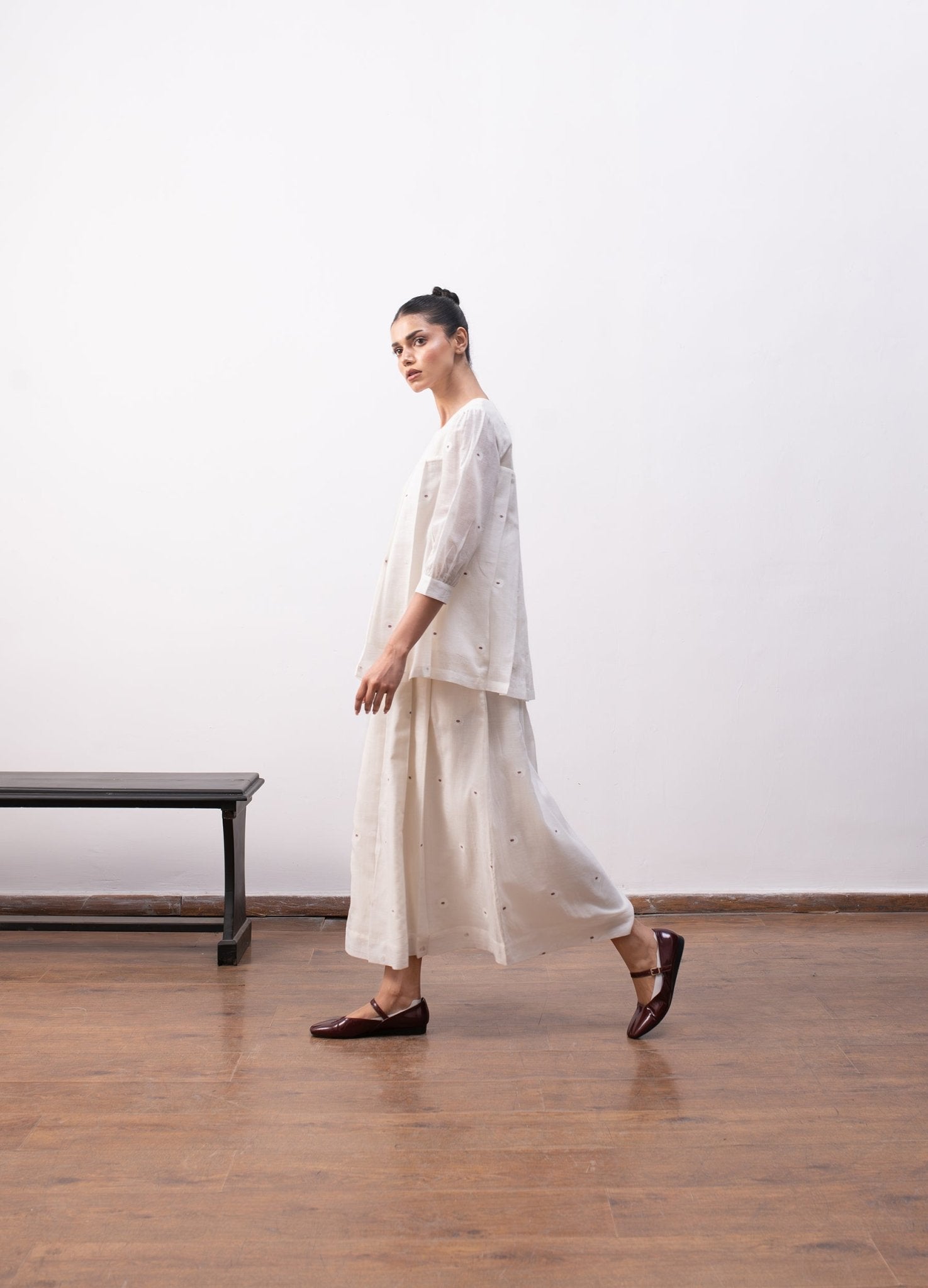 Morisot Jamdani Co - ord - Soft White - CiceroniSkirt SetHiranya
