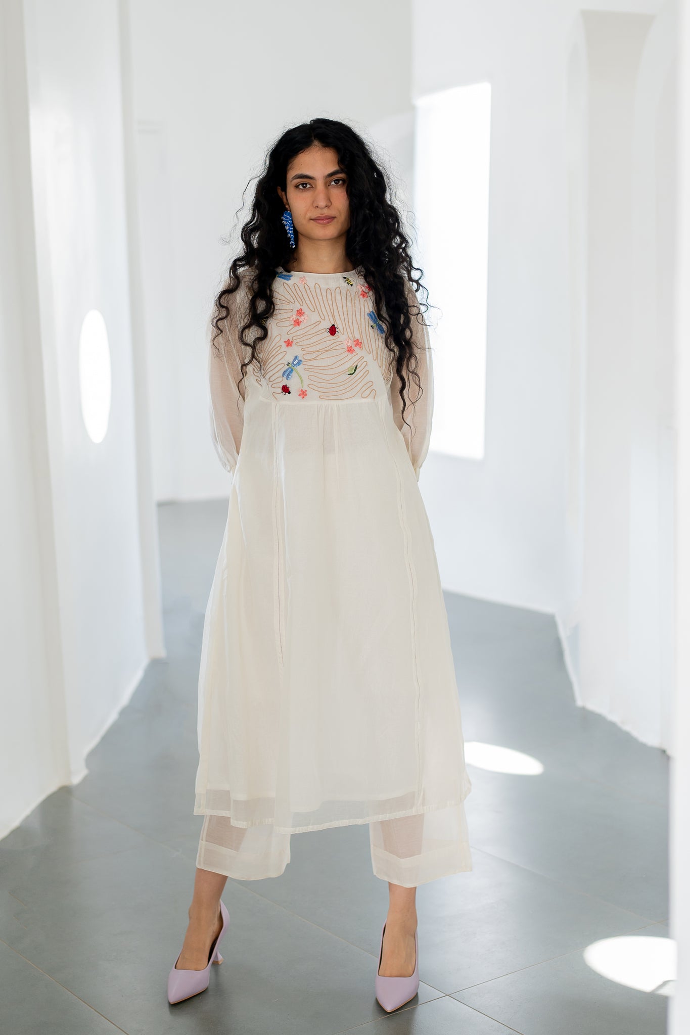 Morning Garden Chanderi Kurta and Palazzos Set - CiceroniKurta SetSilai Studio