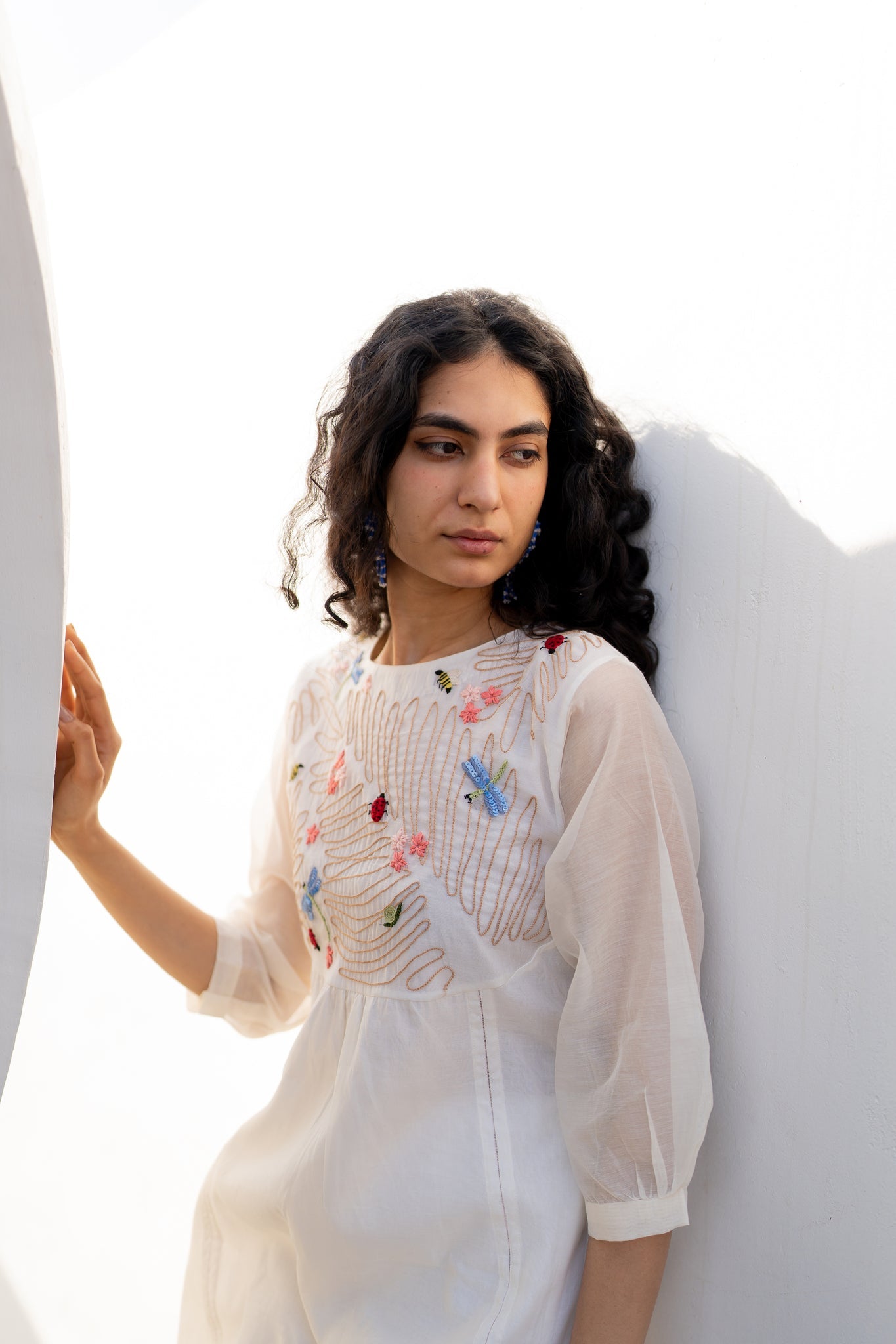 Morning Garden Chanderi Kurta and Palazzos Set - CiceroniKurta SetSilai Studio