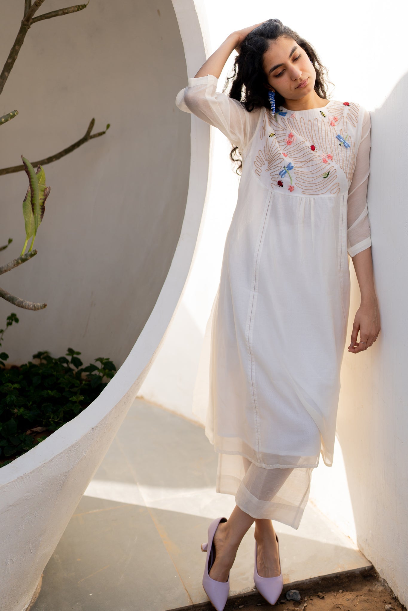 Morning Garden Chanderi Kurta and Palazzos Set - CiceroniKurta SetSilai Studio