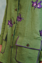 Moss Linen Embroidered Men's Overshirt - CiceroniMen ShirtsSaphed