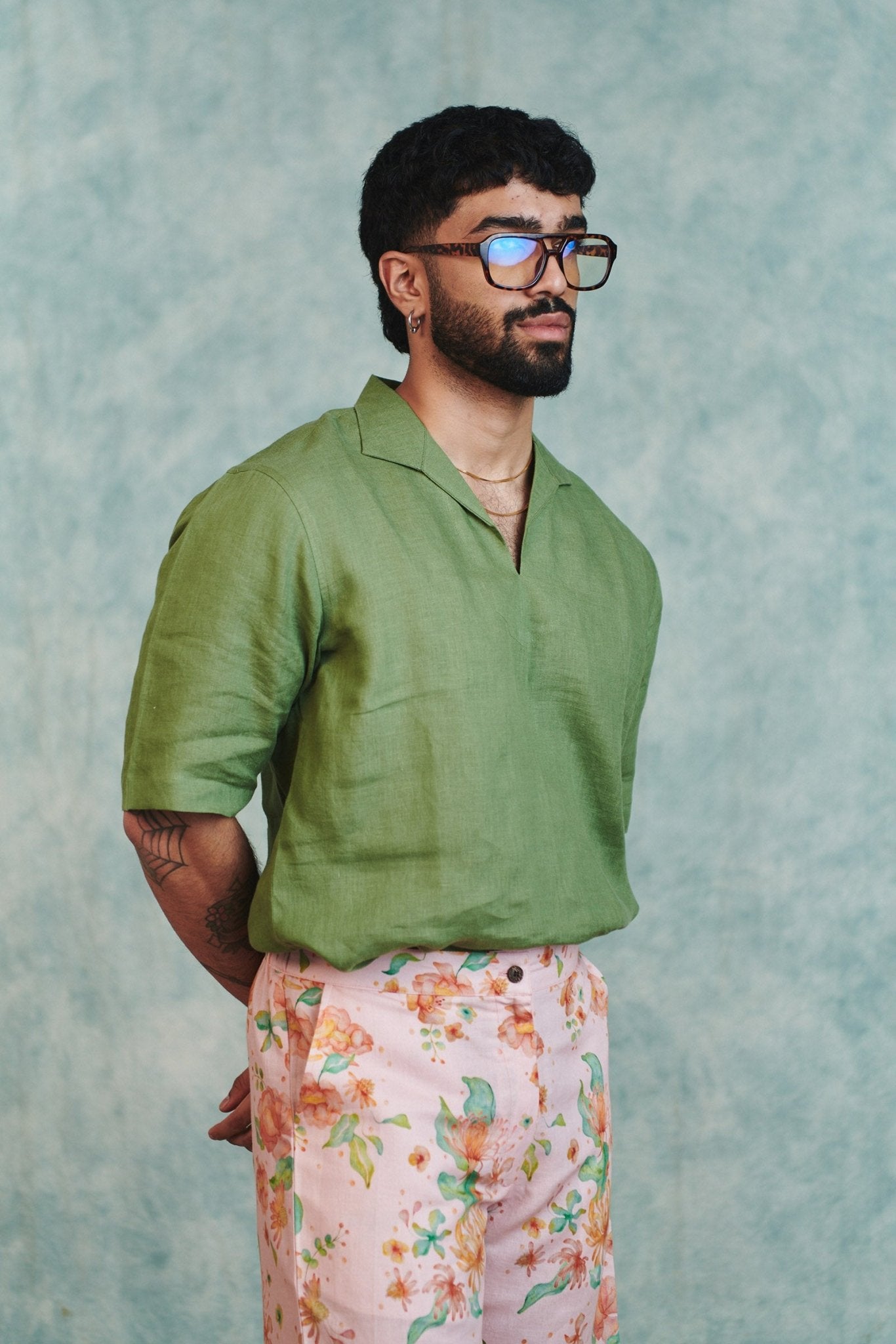 Moss Linen Men's Popover Shirt - CiceroniMen ShirtsSaphed