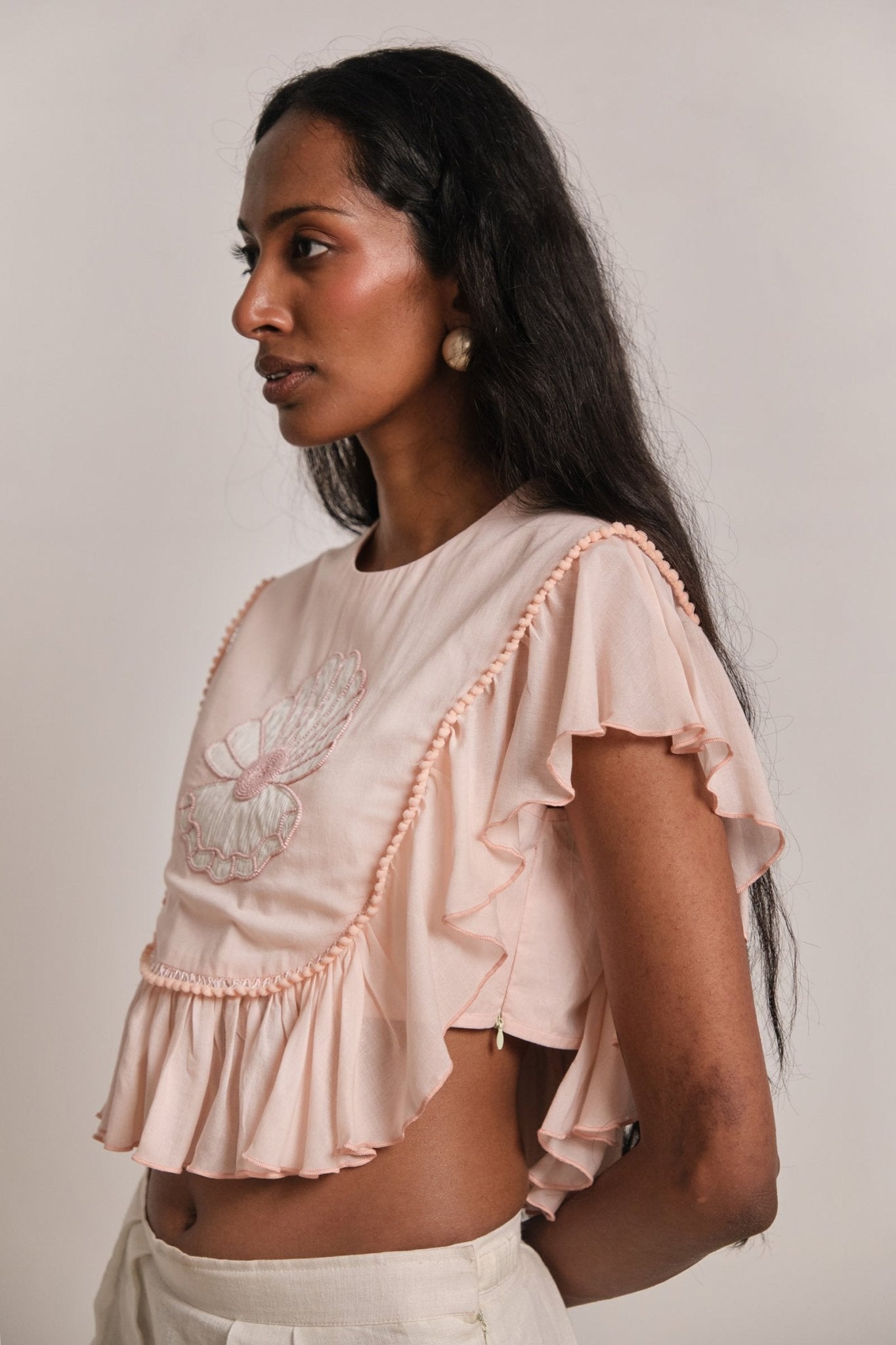 Mother of Pearl Top - Peach - CiceroniTopsShimona