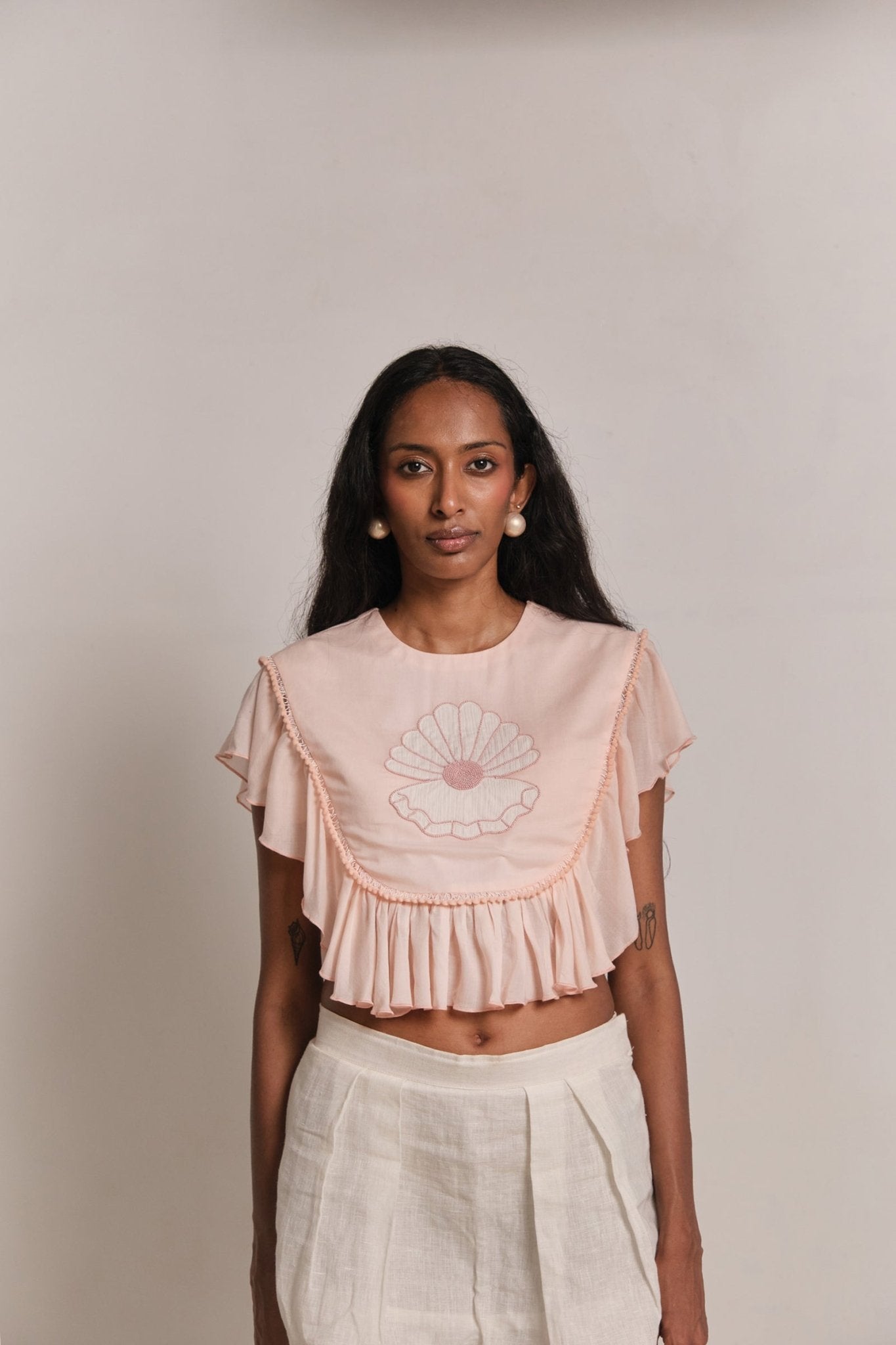 Mother of Pearl Top - Peach - CiceroniTopsShimona