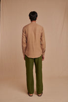 Mousse Linen Men's Band Collar Shirt - Slim Fit - CiceroniShirtSaphed