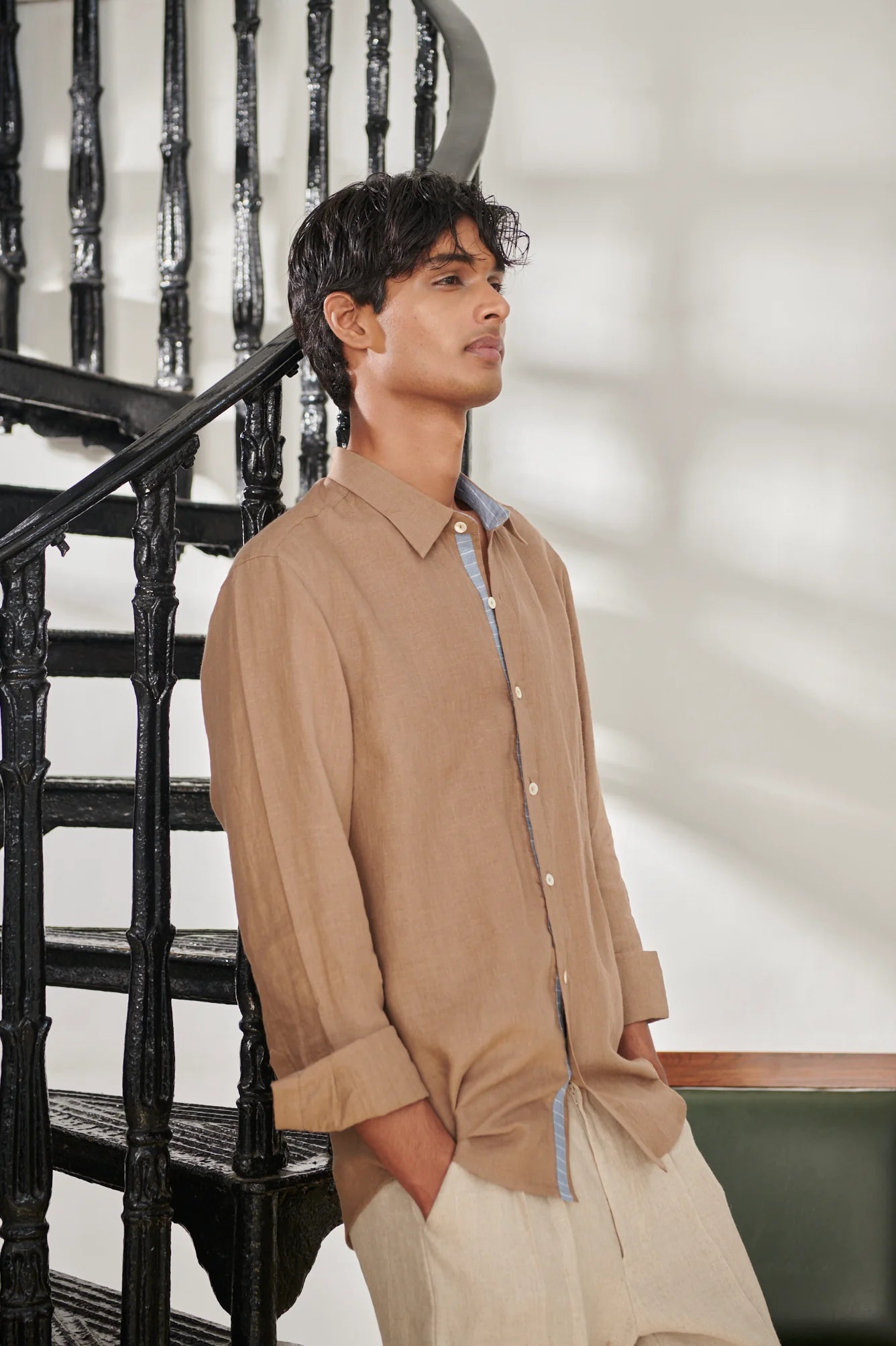 Mousse Linen Men's Oxford Shirt - Slim Fit - CiceroniMen ShirtsSaphed