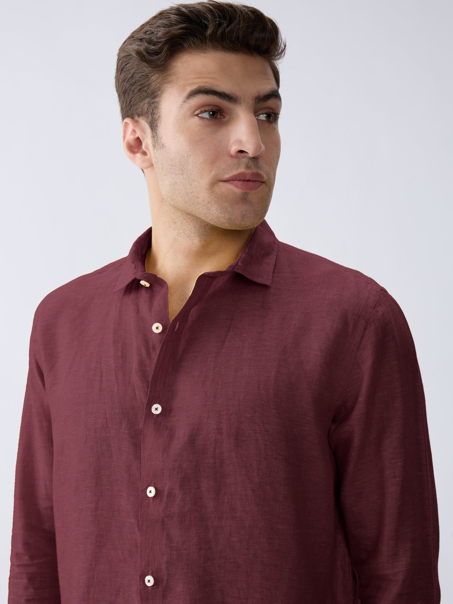 Mulberry Maroon 100% Pure Linen Shirt - CiceroniMen Shirtsbhrāta
