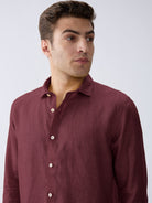 Mulberry Maroon 100% Pure Linen Shirt - CiceroniMen Shirtsbhrāta