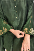 Mulberry Silk Shivani Top - Dark Green - CiceroniTopsHiranya