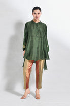 Mulberry Silk Shivani Top - Dark Green - CiceroniTopsHiranya