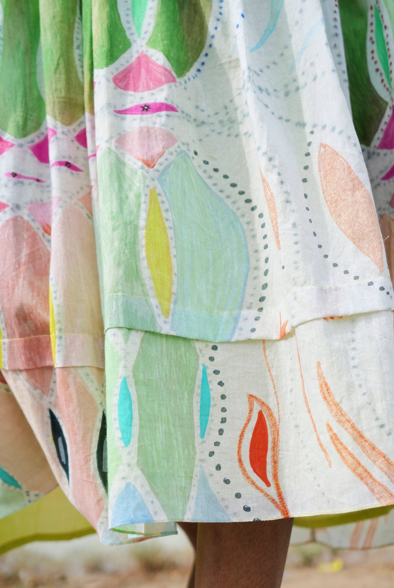 Mulmul Ballet Dress In Athangudi Pastel Print - CiceroniDressesNIKYTA