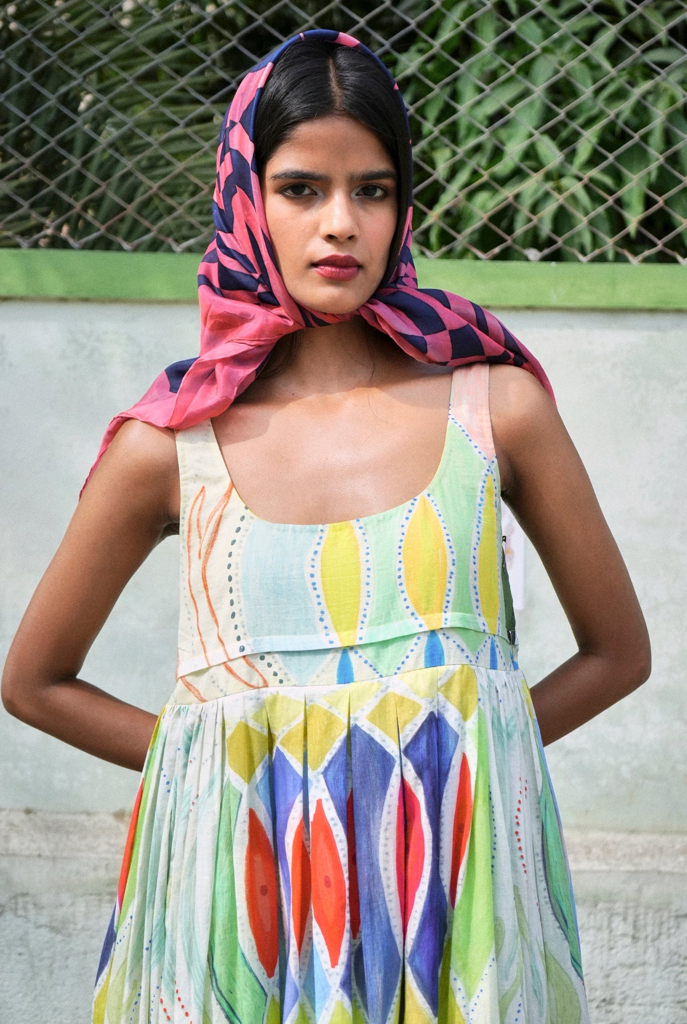 Mulmul Ballet Dress In Athangudi Pastel Print - CiceroniDressesNIKYTA