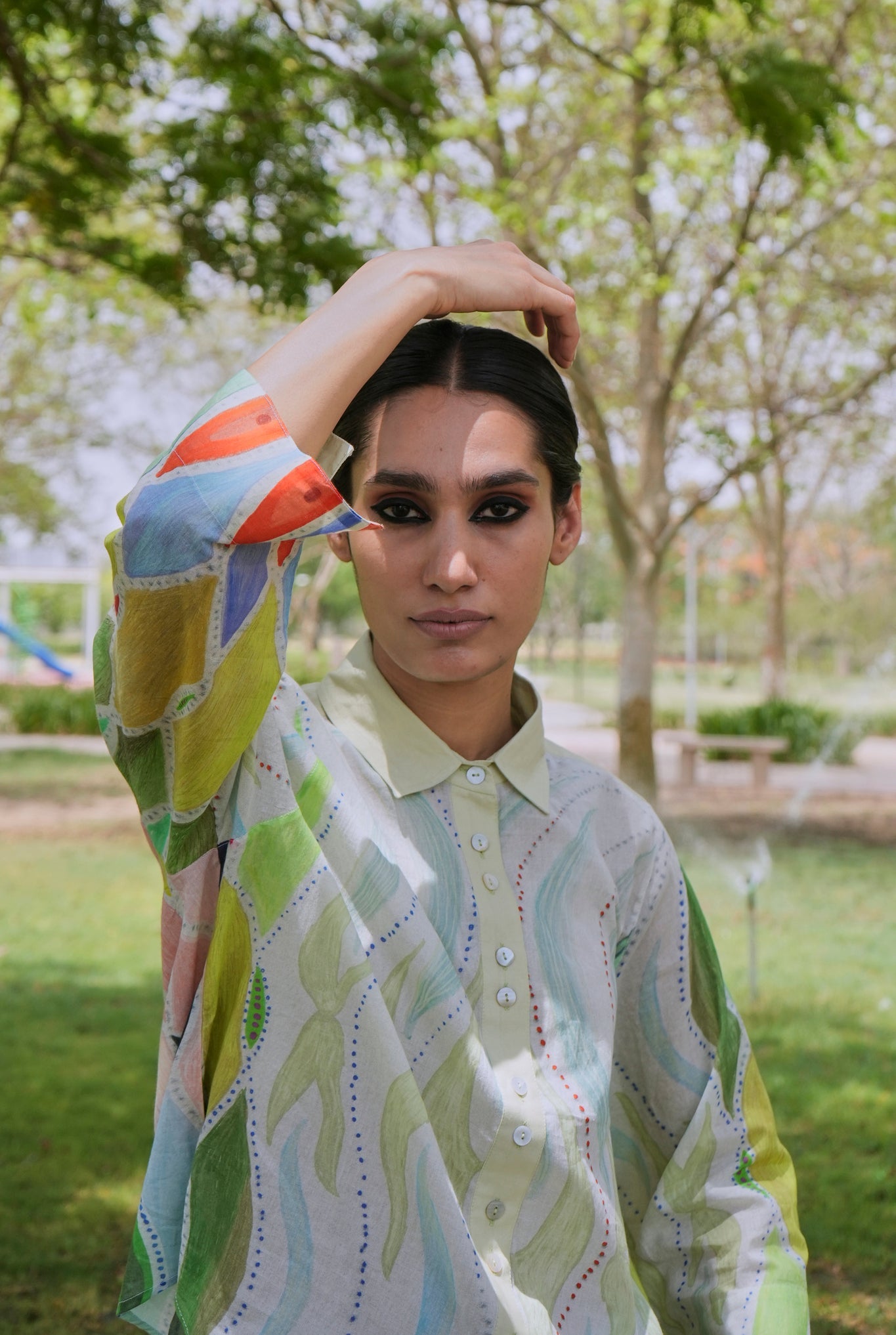 Mulmul Renè Shirt In Athangudi Pastel Print - CiceroniWomen ShirtsNIKYTA