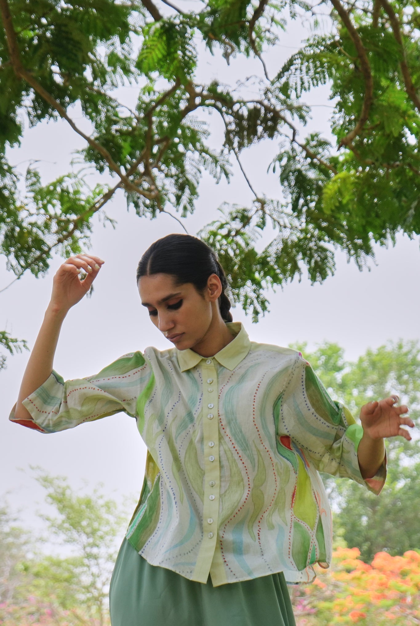 Mulmul Renè Shirt In Athangudi Pastel Print - CiceroniWomen ShirtsNIKYTA