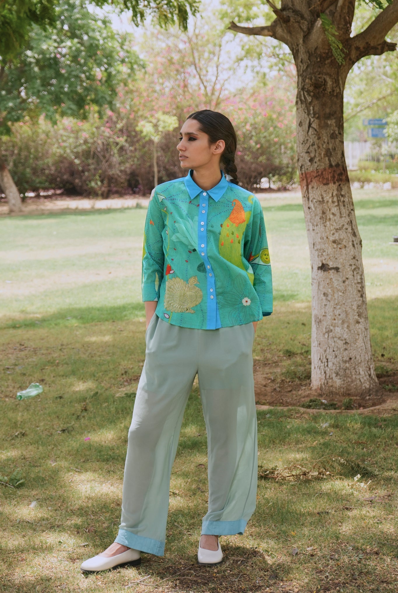 Mulmul Renè Shirt In Chetti Green Print - CiceroniWomen ShirtsNIKYTA