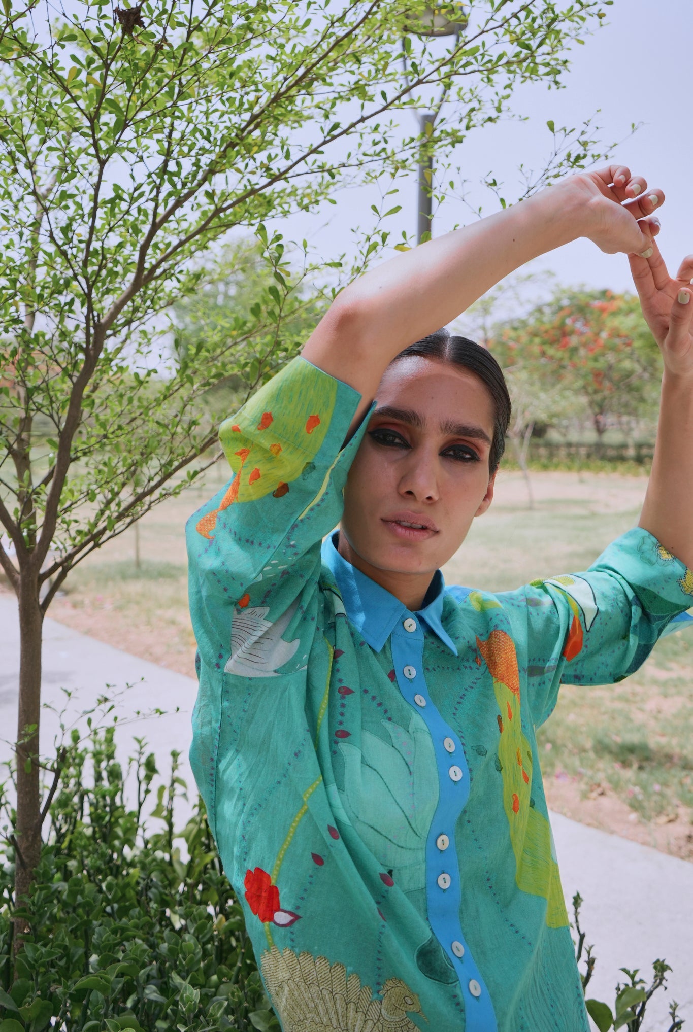 Mulmul Renè Shirt In Chetti Green Print - CiceroniWomen ShirtsNIKYTA