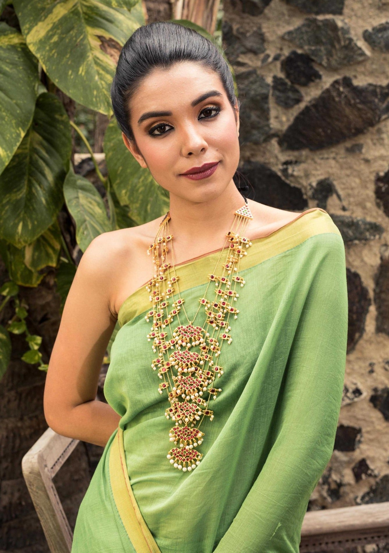 Multi Layered Temple Necklace with Pearls - CiceroniNecklaceAarika