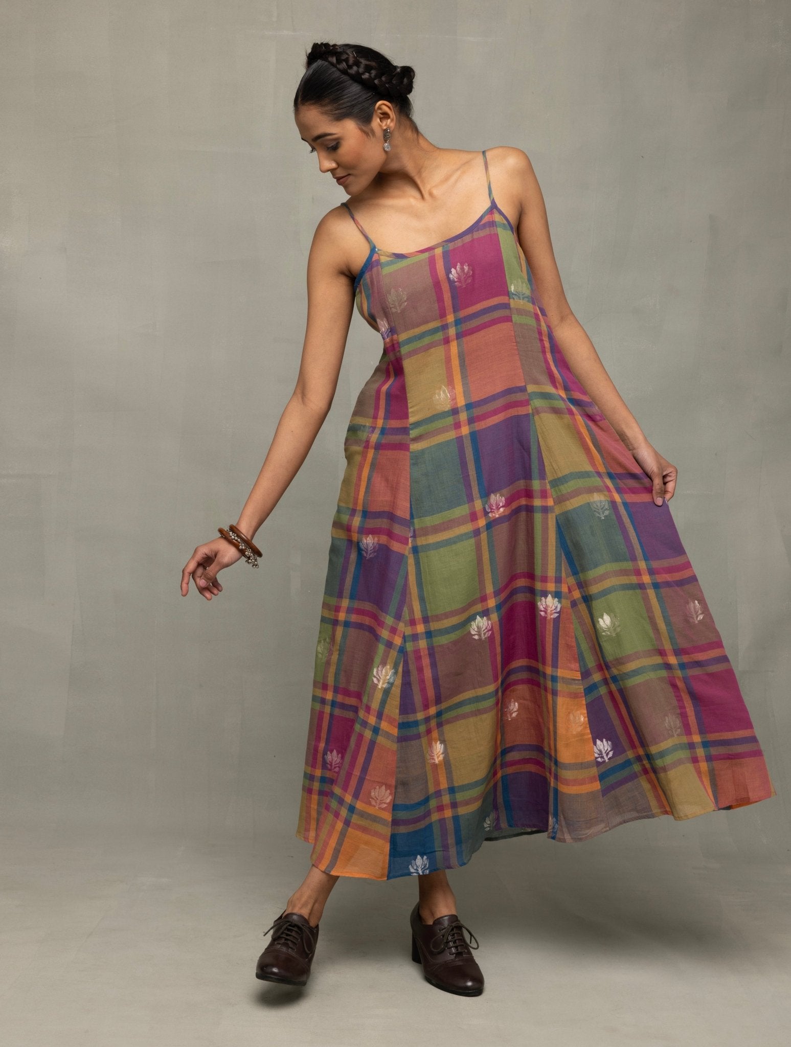 Multicolor Golden Shalpa Jamdani Dress - CiceroniDressesSutra Art of Clothing