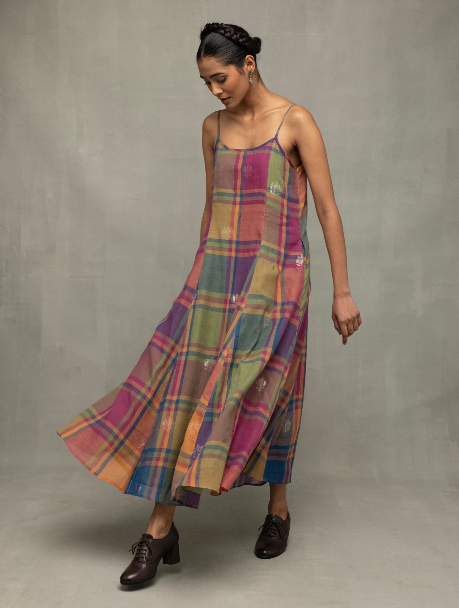 Multicolor Golden Shalpa Jamdani Dress - CiceroniDressesSutra Art of Clothing