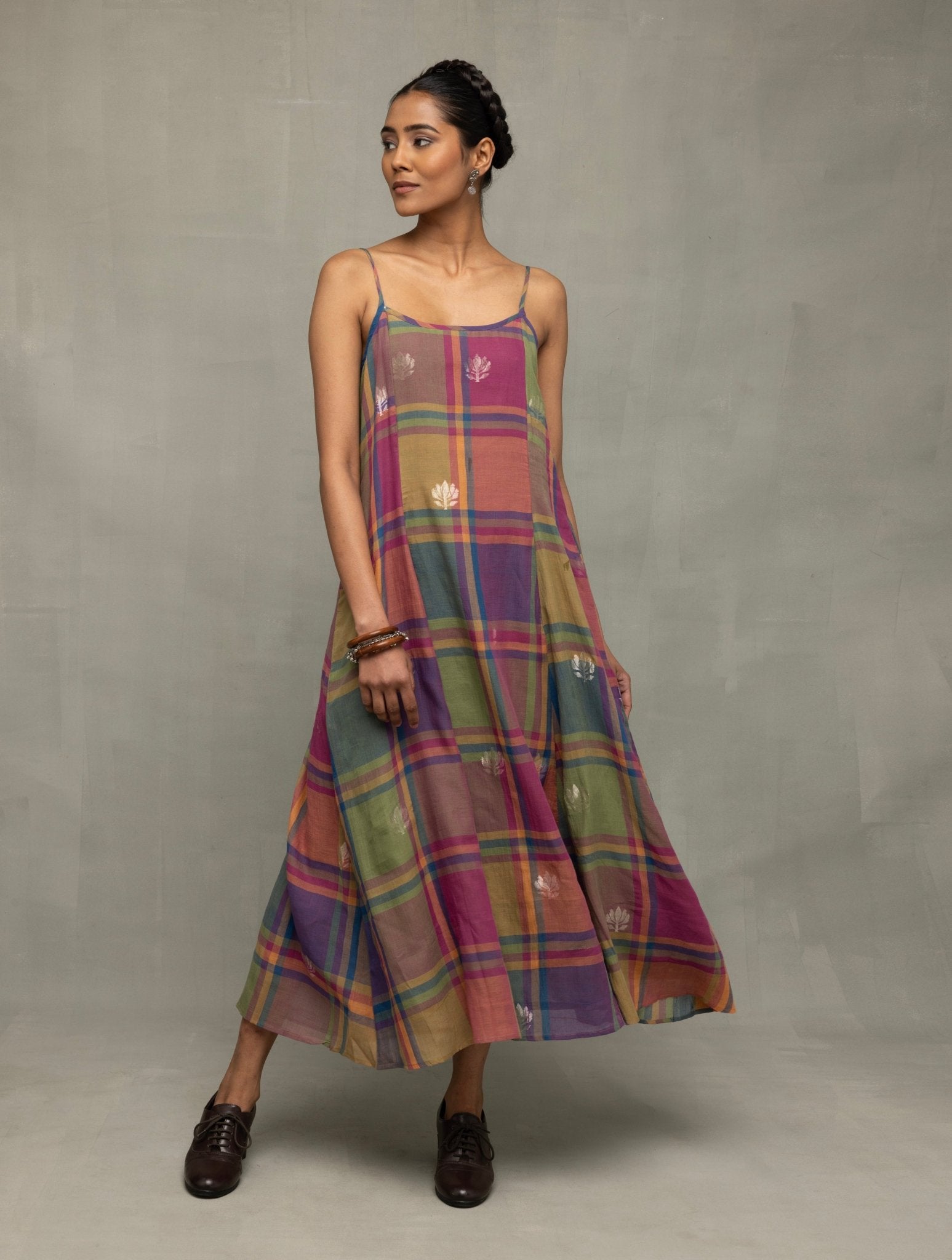 Multicolor Golden Shalpa Jamdani Dress - CiceroniDressesSutra Art of Clothing