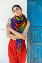 Multicolor Madras Checks Peace Silk Scarf for Women - CiceroniScarfAeshaane