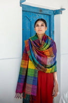 Multicolor Madras Checks Peace Silk Scarf for Women - CiceroniScarfAeshaane