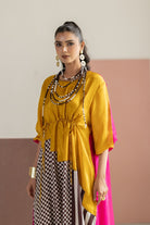 Mustard and Hot Pink Dress - CiceroniDressesTussah