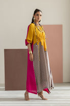 Mustard and Hot Pink Dress - CiceroniDressesTussah