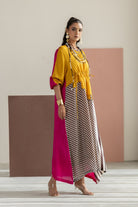 Mustard and Hot Pink Dress - CiceroniDressesTussah