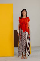 Mustard and Orange Dress - CiceroniDressesTussah