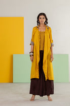 Mustard Habutai Silk Jacket Set - CiceroniJacket SetTussah