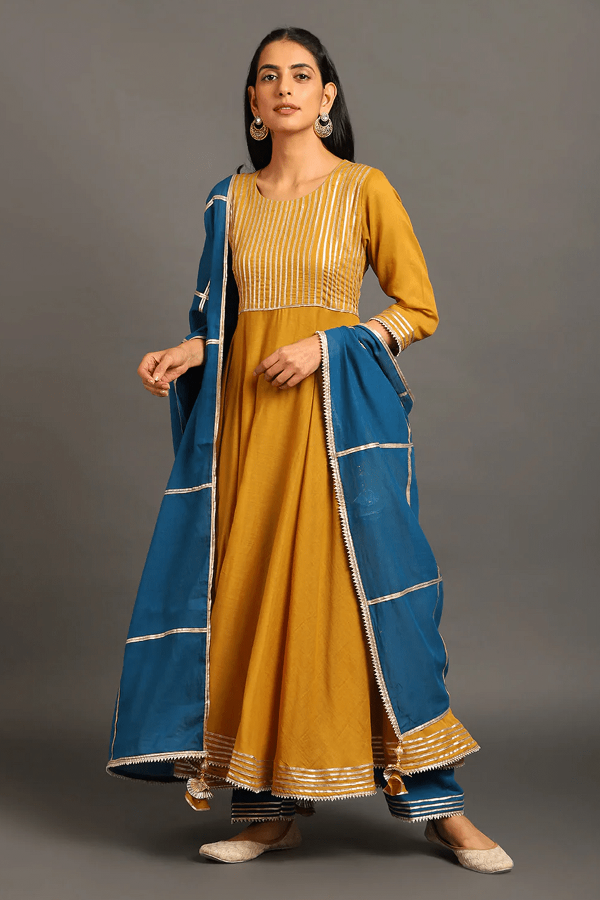 Mustard Heer Anarkali Suit - CiceroniKurta Set, Festive WearOmaana