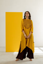 Mustard Kaftan Set - CiceroniKurta Set, Festive WearTussah