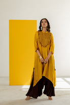 Mustard Kaftan Set - CiceroniKurta Set, Festive WearTussah