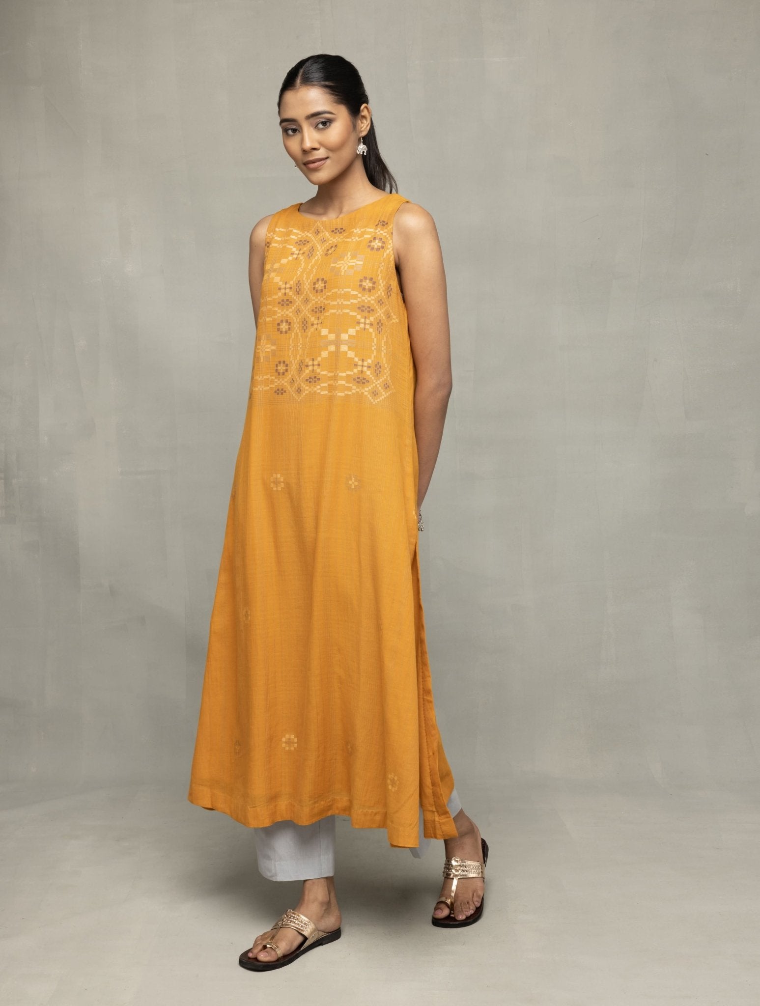 Mustard & Moonlight Jamdani Kurta Set with Dupatta - CiceroniKurta Set, Everyday WearSutra Art of Clothing