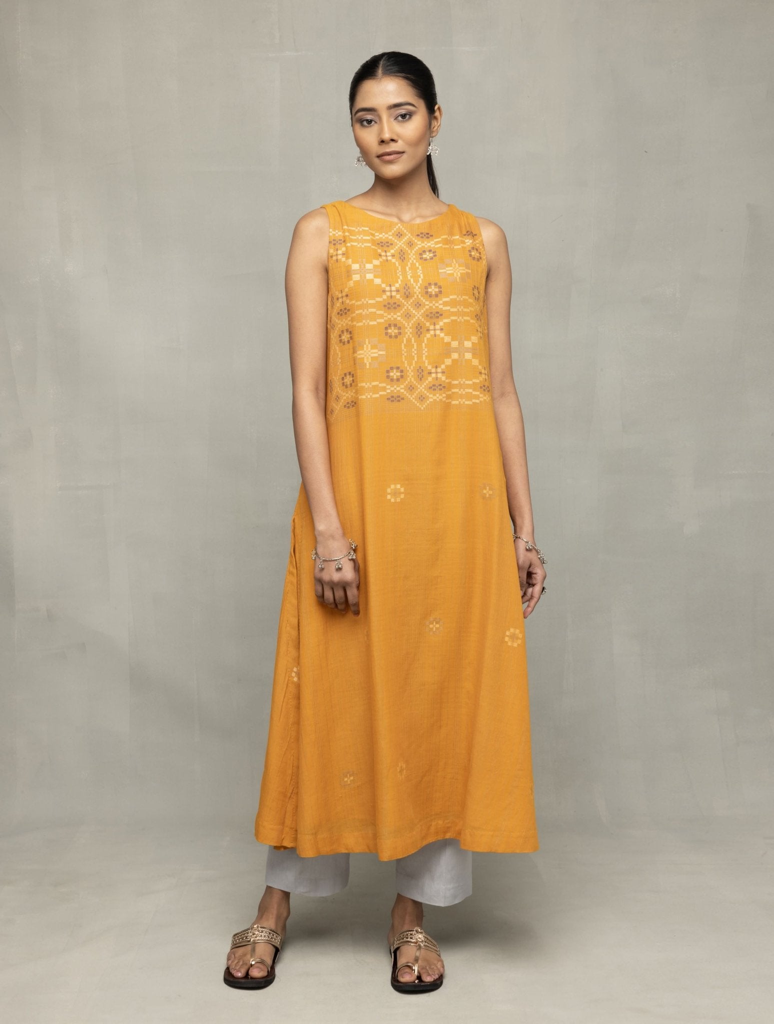 Mustard & Moonlight Jamdani Kurta Set with Dupatta - CiceroniKurta Set, Everyday WearSutra Art of Clothing