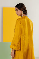 Mustard Silk Kurta Set - CiceroniKurta Set, Festive WearTussah