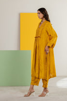 Mustard Silk Kurta Set - CiceroniKurta Set, Festive WearTussah