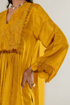 Mustard Silk Kurta Set - CiceroniKurta Set, Festive WearTussah