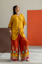 Mustard Top and Orange Lampi Gota Pants Set - CiceroniCo-ord SetTussah