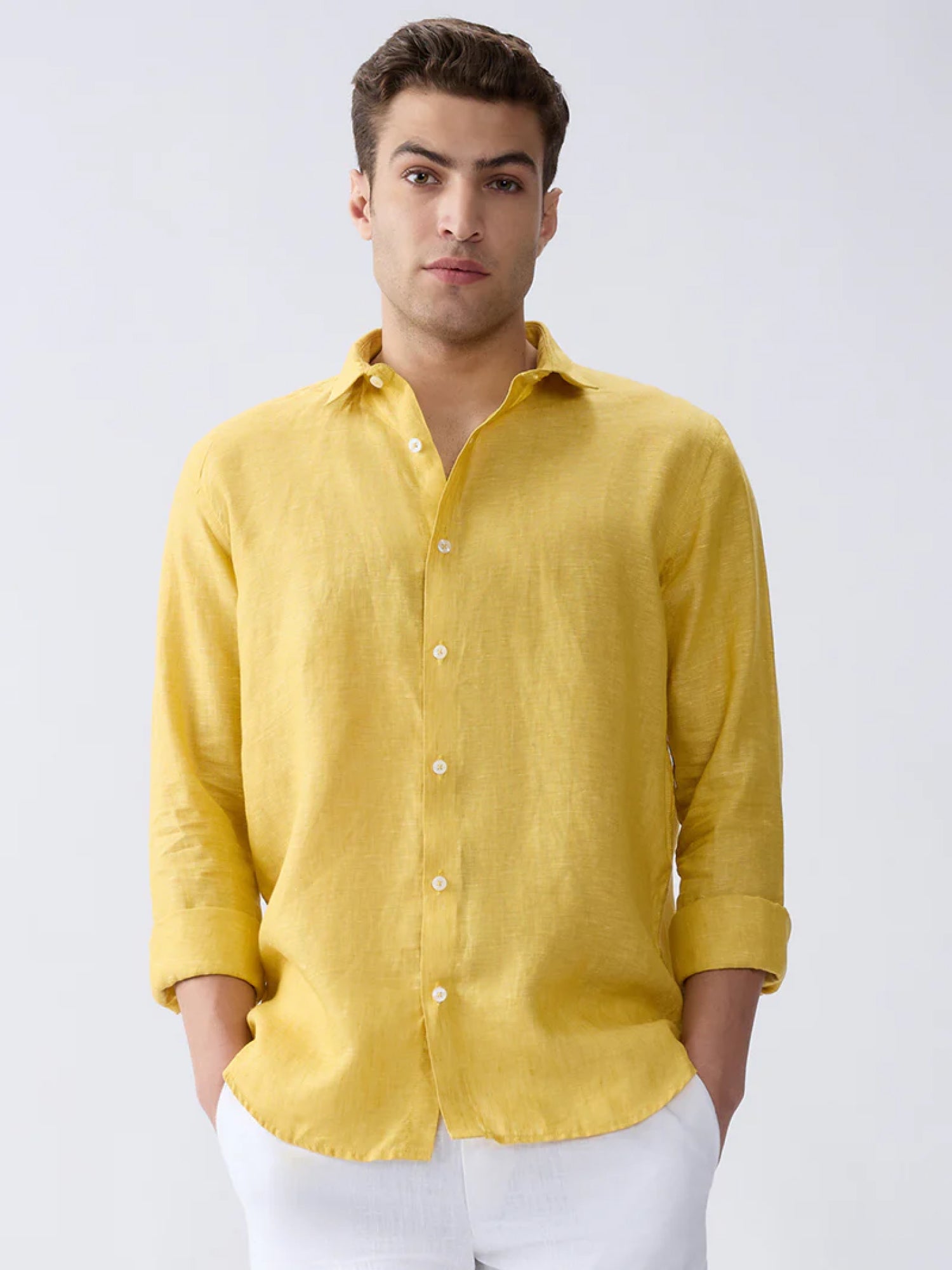 Mustard Yellow 100% Pure Linen Shirt - CiceroniMen Shirtsbhrāta