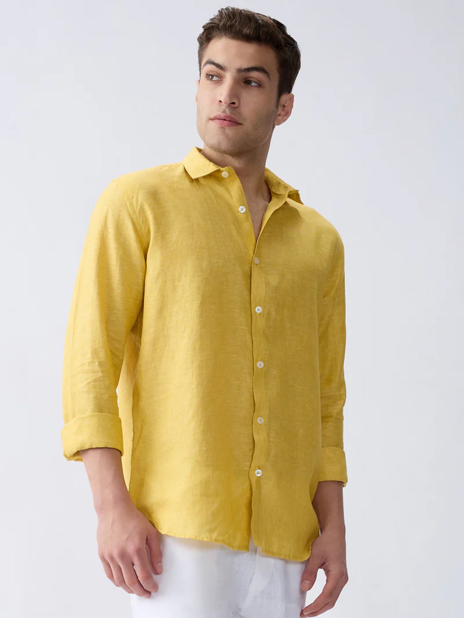Mustard Yellow 100% Pure Linen Shirt - CiceroniMen Shirtsbhrāta