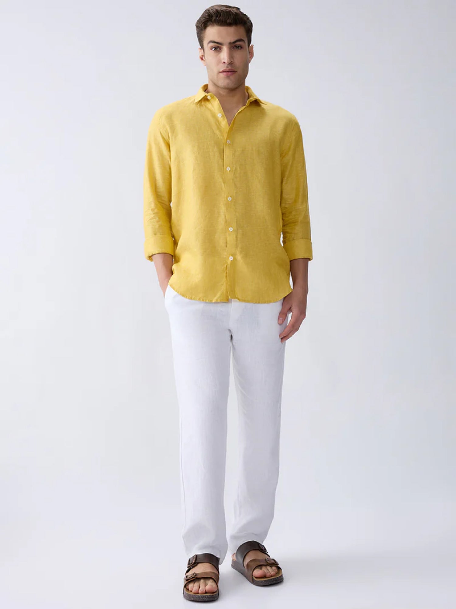Mustard Yellow 100% Pure Linen Shirt - CiceroniMen Shirtsbhrāta