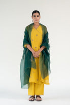 Mustard Yellow Angarkha Set with Shama Odhani - CiceroniKurta Set, Festive WearNirjara