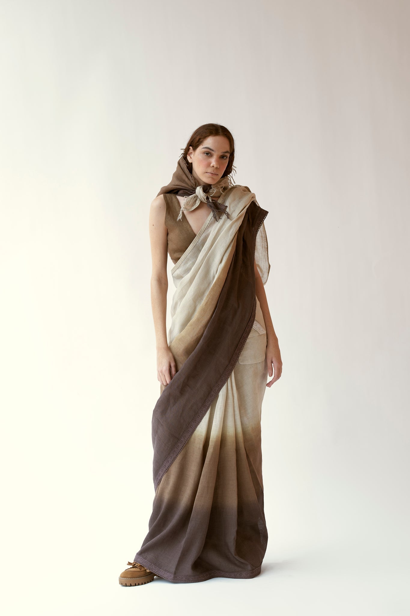 Mystic Me Saree - Natural - CiceroniSaree SetPaeony