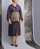 Navy Blue Chanderi Batwing Co - ord Set - CiceroniSkirt SetOtouto