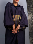 Navy Blue Chanderi Batwing Co - ord Set - CiceroniSkirt SetOtouto