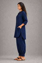 Navy Blue Khadi Cotton Co-ord Set - CiceroniKurta Set, Everyday WearSutra Art of Clothing