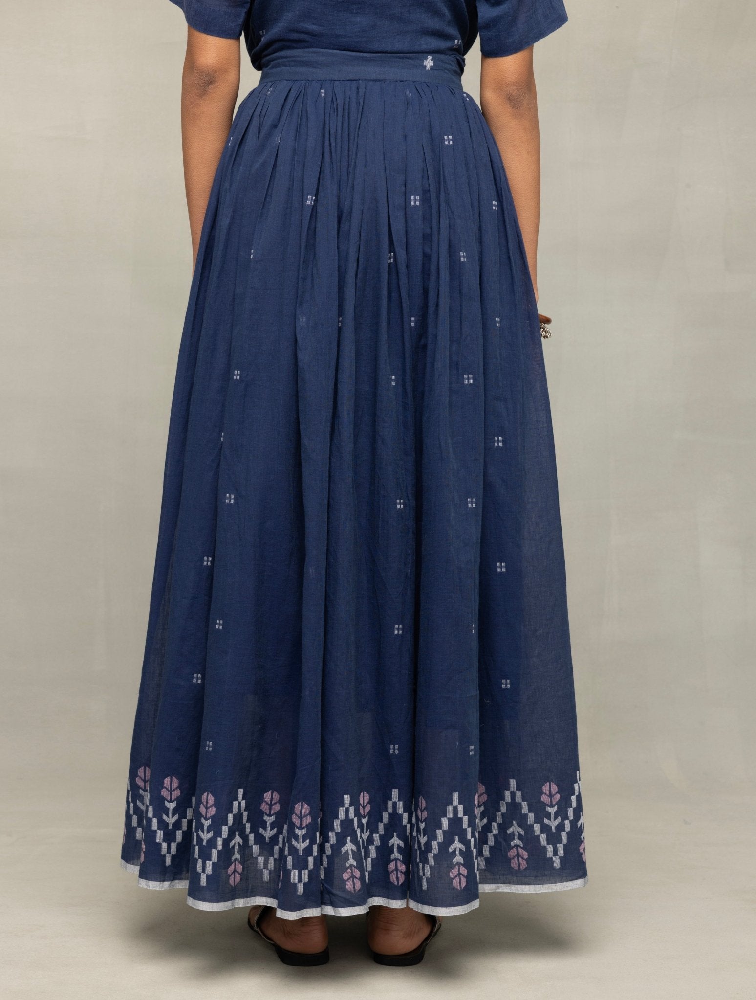 Navy Blue Meadow Jamdani Skord - CiceroniSkirt SetSutra Art of Clothing
